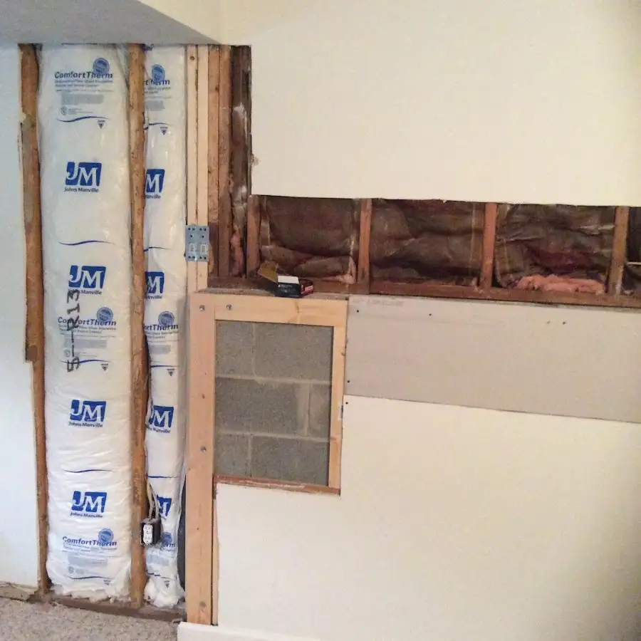 Wall insulation replacement during Basement Flood Cleanup in Hamilton